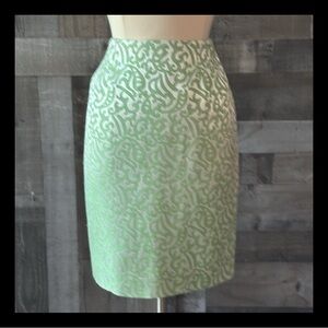 Elegant green silver paisley skirt size 8 glam cocktail old money holiday party